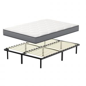 Ensemble 140x190cm Matelas &agrave; ressorts +Sommier &agrave; Lattes sur Pieds, Epaisseur du Matelas 20cm - Neuf