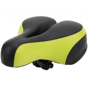Selle De Vtt Confortable En Cuir Microfibre Avec Ressorts Creux Sculptes (Noir Et Vert) - Neuf