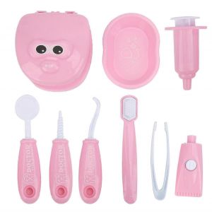 9pcs / set Enfants Faire semblant Jouer Dentiste Vérifier Dent Modèle Set Dentiste Rôle Jeux Fournituresrose - Neuf