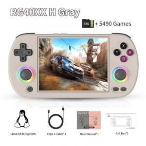 Ore-Anbernic Rg40xx H Console De Jeu Portable Linux Système 64 Bits 4.0 Pouces Ips 3200mah Console De Jeu Vidéo Rétro 64g 5000 + Jeux Cadeau--Gray 64gb - Neuf