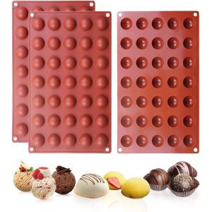 Lot De 3 Moules En Silicone &Agrave; 35 Trous En Forme De D&ocirc;me Semi-Sph&eacute;rique Pour Faire Des Bombes De Chocolat Chaud,Des G&acirc;teaux,De La Gel&eacute;e,De La Mousse En Forme De D&ocirc;me - Neuf