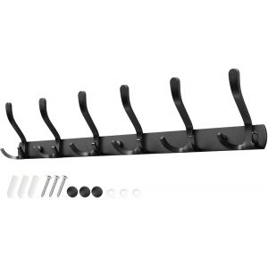 Porte Manteau Mural Patere Murale avec 6 Crochets Triples Noir Haute Capacit&eacute; de Charge Durable et R&eacute;sistant Gain de Place Optimal pour Entr&eacute;e, Chambre, Salle de Bain, Cuisine - Neuf