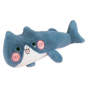 Coussin en forme de biscuit pour chat, poup&eacute;e en peluche cr&eacute;ative &agrave; grosse queue-bleu - Neuf