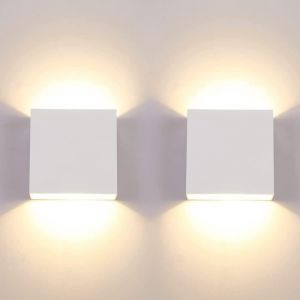 Tianyi-2pcs Applique Murale Led 7w Moderne Applique Murale Interieur 3000k Applique Murale Carr&eacute;e Blanche Appliques Murales D&eacute;coratives Pour Chambres &Agrave; Coucher Chambre Salon - Neuf