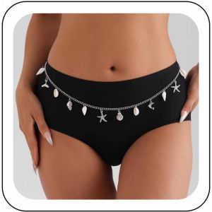 Kalanka-Cha&icirc;ne De Taille Boho Perle Conque Cha&icirc;ne De Ventre Conque &Eacute;toile De Mer Ceinture Or Plage D'&eacute;t&eacute; Bikini Cha&icirc;nes De Corps Bibelots Oc&eacute;an Bijoux De Taille Bikini Accessoires Pour Femmes - Neuf