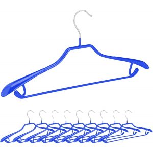 LETNERNY-Cintres Antidérapants, Pour Costumes, Lot De 10, Support DÉpaules Large, Traverse Pantalon, Crochets, Bleu - Neuf