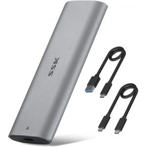Loc-Boîtier Ssd M.2 Nvme, 10 Gbps Adaptateur Ssd M2 Usb 3.2 Gen2 Pcie Mkey, Sans Outils Aluminum Disque Dur Boitier Externe Pour 2230/2242/2260/2280 Supporte Uasp (Sata Non Pris En Charge) - Neuf
