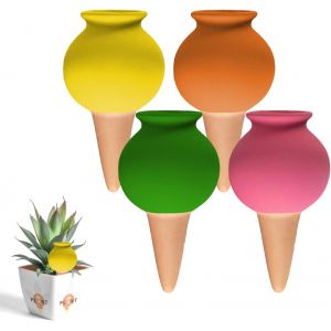 4 Arrosage Plante Interieur,100ml,Oyas a Planter Terre Cuite Extérieur,Ollas Terre Cuite,Terre Cuite Dispositifs d'Arrosage Automatiques en Céramique pour Vacances Plante - Neuf