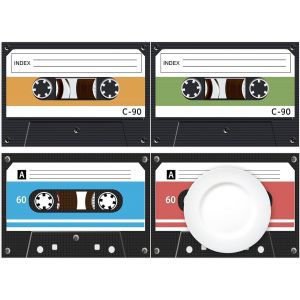 Sjzg-Lot De 60 Sets De Table Jetables En Papier Motif Cassette Hip-Hop 40,6 X 27,9 Cm Pour F&ecirc;te D'anniversaire, D&eacute;coration De Table De Cuisine - Neuf