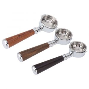 Porte-filtre &agrave; caf&eacute; sans fond 58 mm en alliage d'aluminium &agrave; 2 oreilles avec filtre F-Palissandre noir - Neuf