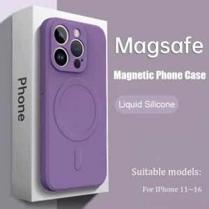 Magsafe&iquest;Coque De T&eacute;l&eacute;phone Souple En Silicone Liquide,&Eacute;tui De Luxe Pour Iphone 12 13 14 15 16 17 Pro Max Plus,Housse De Chargement Sans Fil Magn&eacute;tique Forte.Dark Purple.For Iphone 11 - Neuf