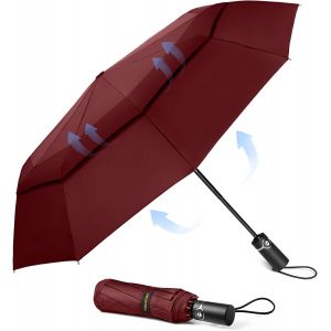 Parapluie Pliant Coupe-Vent, Pour Voyage, Automatique, Grand Parapluie R&eacute;sistant Au Vent Avec 10 Baleines, Pour Golf Solide Et L&eacute;ger, Compact Pour La Pluie - Neuf