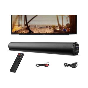 Barre de son Bluetooth 5.0 pour TV et jeux vid&eacute;o avec 4 haut-parleurs surround et t&eacute;l&eacute;commande - Neuf