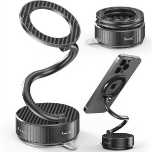 Porte Telephone Voiture Support T&eacute;l&eacute;phone Voiture avec Ventouse Puissante & Magn&eacute;tique, Ventouse Sous Porte Portable Voiture avec Rotation 360&deg; Bras M&eacute;tallique pour iPhone 16 Pro-12 et Android - Neuf