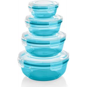 Boites Alimentaires Avec Couvercles Hermétiques À Clips-Forme Ronde-Lot De 4-Conservation Des Aliments-Étanche Et Antifuite-Sans Bpa.[M20] - Neuf