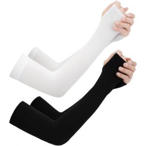 2 Paires Manchette Bras Soie Glac&eacute; Manche Tatouages Couvrants Manchette Arm Sleeve Anti-Uv Protection Manchon De Compression Bras - Neuf
