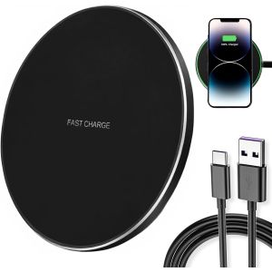 KALANKA-Chargeur Induction 35W Rapide Compatible Phone 16/15/14/13/12/11/XS/XR Pro Max, Casques Bluetooth 2/3/Pro, Galaxy S25/S24/S23/S22/S21, Note 10/S10, Chargeur sans Fil S&eacute;curis&eacute; avec C&acirc;ble USB-C - Neuf