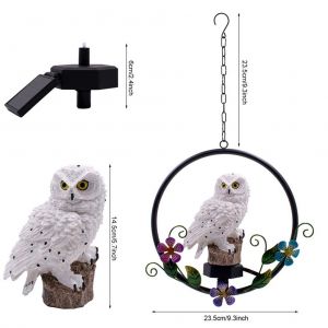 Hjlian Lampe Solaire Suspendue Hibou A Led, Eclairage Decoratif De Jardin, Lampe De Paysage Hibou - Neuf