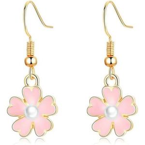 Kal-Boucles D'oreilles Pendantes En Perles De Fleur Rose Pour Femmes Et Filles, Crochet Plaqu&eacute; Or 14 Carats, Bijoux Hypoallerg&eacute;niques, Cadeaux Pour Fille, Sa Meilleure Amie,Anniversaire,Vacances - Neuf