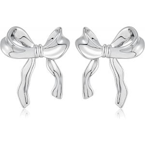 Kal-Boucles D`Oreilles À Noeud, Boucles D'oreilles Tendance En Forme De Noeud, Aiguille En Argent 925 Boucles D`Oreilles À Noeud En Argent Doré, Boucles D'oreilles À Clous En Ruban - Neuf