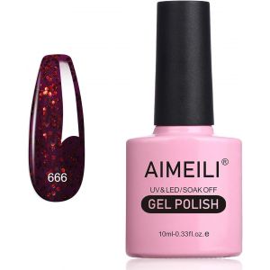 Vernis Gel Semi Permanent Rouge Paillet&eacute; Diamant Brillant, Automne Hiver Vernis &Agrave; Ongles Gel Uv Led Nail Art Manucure Longue Dur&eacute;e 10ml&iquest;666&iquest; - Neuf