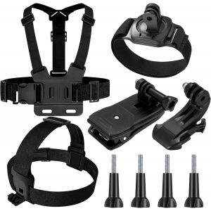 SUBZONAL-Compatibile Con GoPro 9-en-1 Accessoires Kit, Harnais de Poitrine, Fixation Harnais Tete Bandeau, Fixation Poignet, Fixation Clip Sac &agrave; Dos, Compatible avec Gopro Hero 9 8 7 6 5, SJCAM, Inst - Neuf