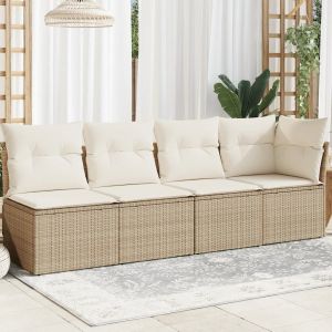 Prolenta Premium - Canap&eacute; De Jardin Avec Coussins 4 Places Beige R&eacute;sine Tress&eacute;e - Neuf