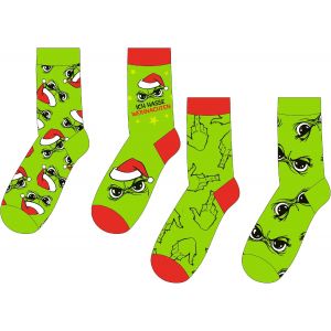 Jgd-Muffel Lot De 4 Paires De Chaussettes Amusantes | 4 Designs | Vert Fluo Avec Motif | Chaud Et Doux | Id&eacute;e Cadeau De No&euml;l | Femme & Homme - Neuf