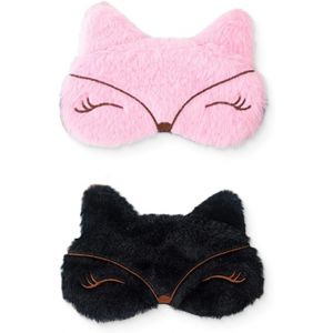 Jgd-2 Pcs Soft Plush Eye Sleeping Mask, Cute Plush Sleeping Eye Mask, Cute Animal Patterns Nighttime Eye Protection, Adjustable Sleeping Eye Mask With Elasticated Straps Suitable For Girls Kids - Neuf