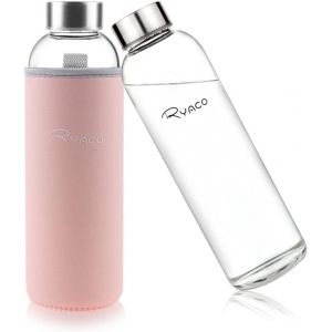 Bouteille D'eau En Verre De 550ml/18oz Sans Bpa&iquest; Bouteille En Borosilicate Anti-Fuite&iquest;Id&eacute;ale Pour Maison, Les Voyages, Le Sport, Le Yoga, La Gym, Les Boissons Chaudes Et Froides Avec - Neuf