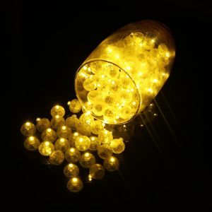 LED Balloon Lumière,100 PCS LED Ballons Lampes Lumineuses,Boule Mini Rond Ballons LED Lumière pour Mariage Anniversaire Halloween Décoration de Fête de Noël (jaune) - Neuf