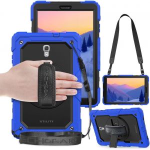 Coque Pour Samsung Galaxy Tab A 10.5"" (Séries Sm-T590) Coque Rigide, Très Haute Protection Anti-Choc Avec Support Pivotant 360 Degrés, Bandoulière Épaule Et Prise Main - Bleu - Neuf