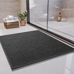 KAL-Tapis De Bain Antidérapant Super Absorbant Tapis Baignoire Doux Tapis Sortie De Douche Lavable Pour Salle De Bain Toilette(Gris Foncé,60 * 60Cm) - Neuf
