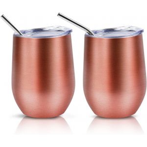 Eryi-350ml Verres À Vin En Acier Inoxydable, Isolation Sous Vide Double Couche Mug,Sans Bpa,Tasses À Café Réutilisables,Adaptées Aux Pique Niques,Au Camping,Aux Voyages - Neuf