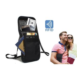 Portefeuille de cou antivol avec protection RFID, pochette de s&eacute;curit&eacute; cach&eacute;e, organisateur de voyage - Neuf