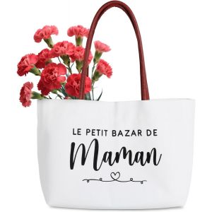 Sac Cabas Le Petit Bazar De Maman Sac En Toile Cadeau Femme Pour Anniversaire Noel Fête Des Mères[H473] - Neuf