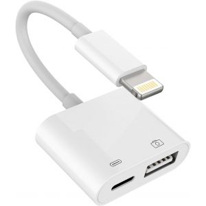 THEF-Adaptateur Lightning vers USB (2 en 1) pour iPhone OTG Adaptateur Appareil Photo Lecteur de Carte Flash Drive Souris Clavier Memory Stick Cordon pour Apple 11 12 13 14 Pro Max pour iPad Câble - Neuf