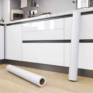 Rouleau de papier peint autocollant blanc brillant effet paillettes dos collant 45 cm × 3 m papier contact autocollant autocollant vinyle décor comptoir de cuisine armoire amovible imperméable - Neuf