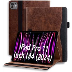 KAL-Coque Pour Ipad Pro 11 (2022/2021/2020/2018) Tablette Housse De Protection Étui Pencil Holder Support Avec Auto Schlaf/Aufwach En Cuir Pu Pour Ipad Pro 11(4E/3E/2E/1E Génération) Marron - Neuf