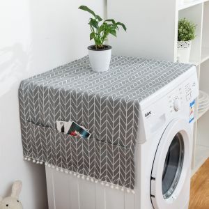 Gris Universel lave-linge sèche Couvre, Coton Réfrigérateur couvert de Poussière, Machine à Laver Couvrir avec 6 Poches de Rangement, Cuisine, salle de Bains, Décor de - Neuf