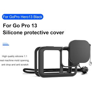 &Eacute;tui de Protection en Silicone pour GoPro Hero 13 Black - Coque, Capuchon d'Objectif et Lani&egrave;re - Ensemble d'Accessoires - Noir - Neuf
