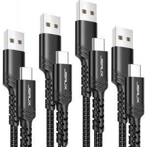 TRAHOO-C&acirc;ble USB Type C [Lot de 4 1M 1M 2M 3M] C&acirc;ble de Chargeur USB C 3.1A Charge Rapide Compatible avec iPhone 16 15 Pro Max Samsung Galaxy S24 S22 S20 A53 Google Pixel 5 6 XL Xbox Xperia XZ Noir - Neuf