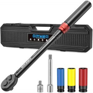 VornixorSarlshopCl&eacute; Dynamom&eacute;trique 1/2"" 20-230 Nm - Cle Dynamometrique Voiture, Cliquet &agrave; 72 Dents, avec Barre D'extension 125mm & Adaptateur 1/2""-3/8"" & Douilles 17mm/19mm/21mm, pour Voiture, Moto, - Neuf