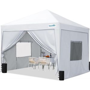 Checarzhn--No1-Tonnelle 3 X 3 Cm Avec 4 Panneaux Latéraux, Pliable, Avec Aération, Étanche, Stable, Résistante À L'hiver, Pop-Up Avec 4 Sacs De Sable, Blanc - Neuf