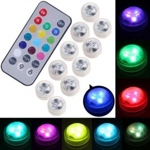 Lot De 10 Mini Lampes Led Submersibles, Lampe Sous-Marine Étanche, Bougies Led Multicolores Rvb Avec 1 Télécommande Pour Piscine, Étang, Aquarium, Vase, Décoration D'halloween Et De Noël - Neuf