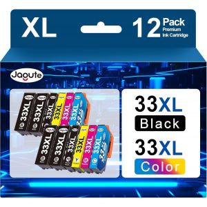 ASFASFq-Jagute 12 Pack 33XL Cartouche d'encre Compatible pour Epson 33 XL Cartouches pour Epson Expression Premium XP 900 XP 7100 XP 530 XP 540 XP 630 XP 635 XP 640 XP 645 XP-530 XP-540 XP-635 XP-645 - Neuf