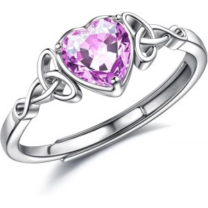 Bague Argent 925 Femme Reglable Bague Pierre De Naissance Coeur Brillant Alliance Femme Bague De Fiancailles Bague Promesse Mariage Bague Pouce Bague Femme Argent Bijoux Avec Bo&icirc;te Cadeau - Neuf