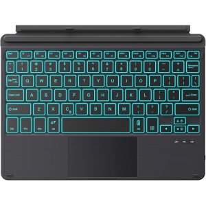 Clavier Type Cover Pour Surface Go 4 2023/ Go 3 2021/ Go 2 2020 / Go 2018, Clavier Bluetooth Mince Sans Fil Avec Pavé Tactile, Rétroéclairage Led 7 Couleurs, Batterie Rechargeable Intégrée, Noir - Neuf