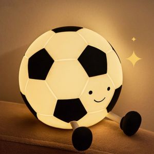 Kalanka-Football Forme Lampe, Football Veilleuse Enfant, Silicone Veilleuse Toucher Doux, 3 Modes Luminosit&eacute; Avec 30 Minutes Minuterie, Silicone Pour Chambre D'enfant, Cadeaux - Neuf