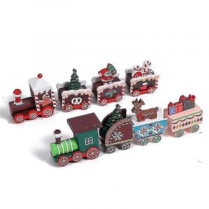 2pcs D&eacute;coration De Train De No&euml;l Mini Train De No&euml;l Chemin De Fer En Bois D&eacute;coration De No&euml;l D&eacute;coration De Table De No&euml;l Arbre De No&euml;l Renne Decoratio - Neuf